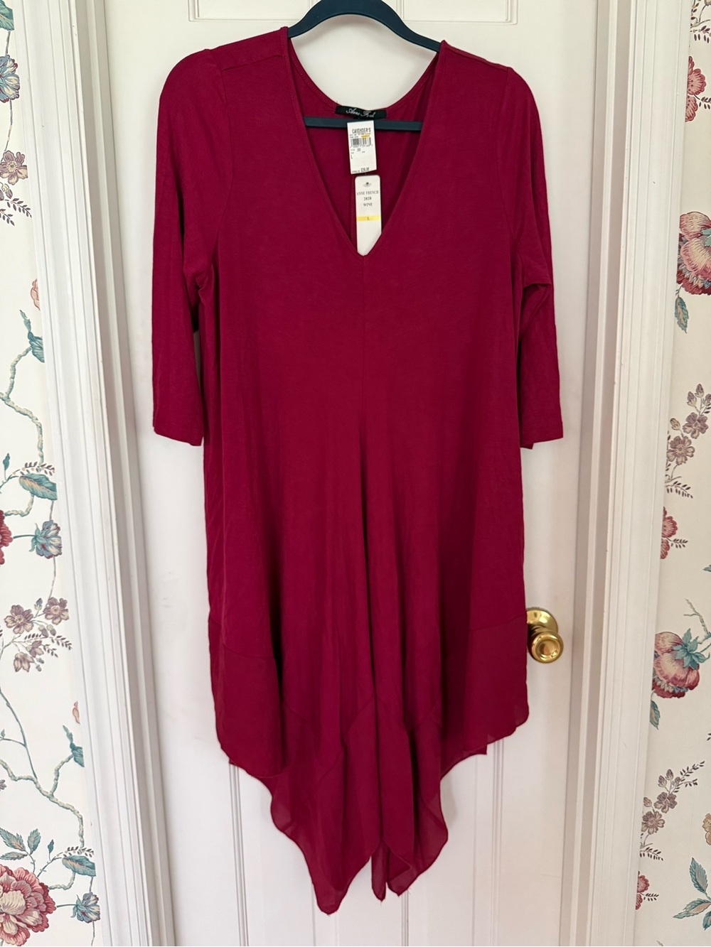 Women’s Handkerchief Hem Dress/Top in Deep Wine